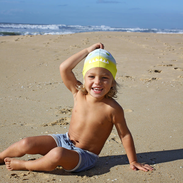 Shaped Swimming Cap Shark Tribe Khaki Ombre