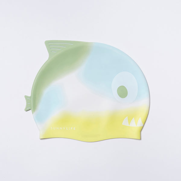 Shaped Swimming Cap Shark Tribe Khaki Ombre