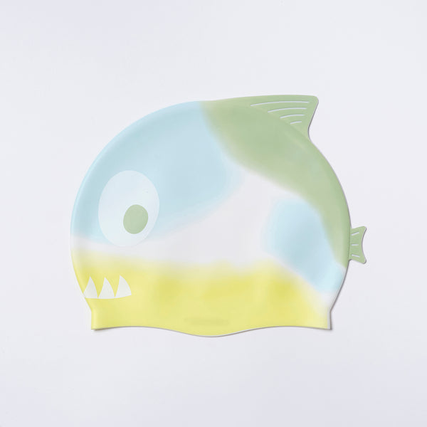 Shaped Swimming Cap Shark Tribe Khaki Ombre