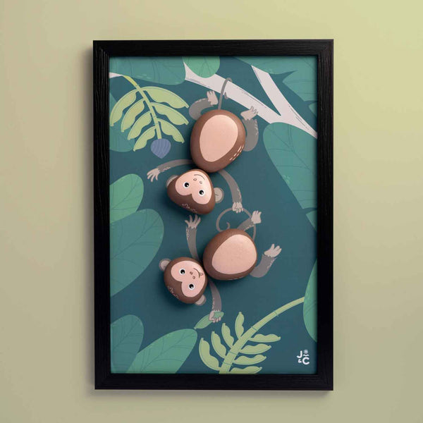 Little Monkeys Pebble Art Frame